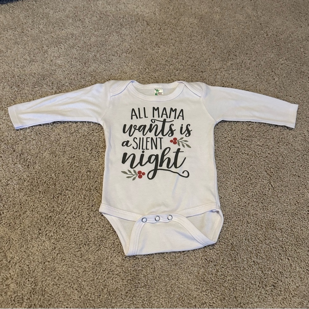 Silent Night White Baby Onesie